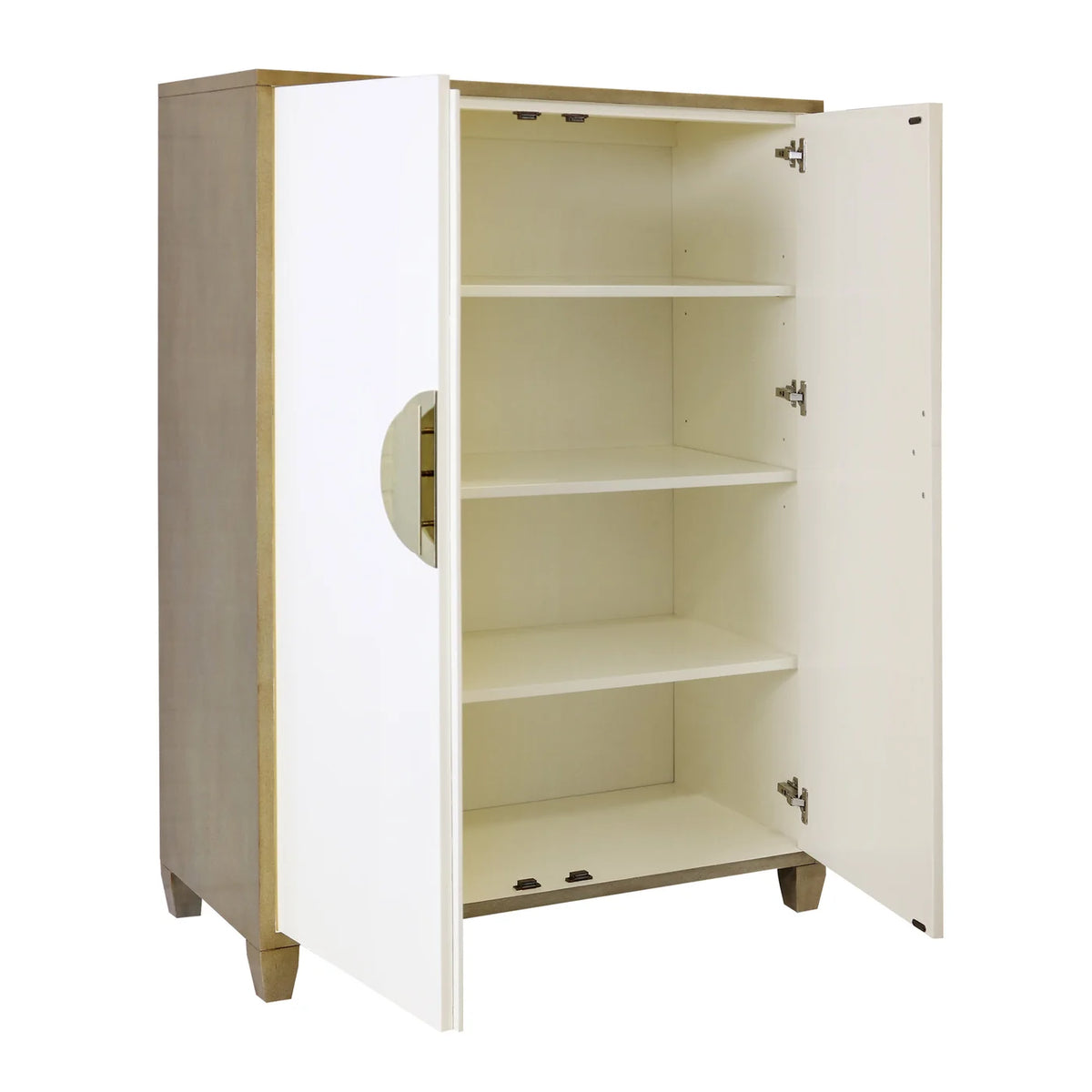 Ivory & Tarnished Silver Veneer on Mahogany Cabinet