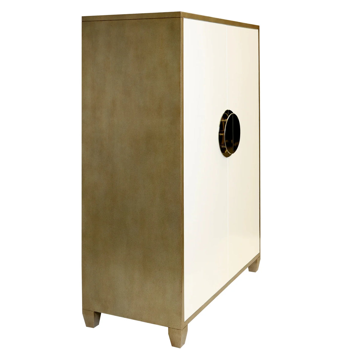 Ivory & Tarnished Silver Veneer on Mahogany Cabinet