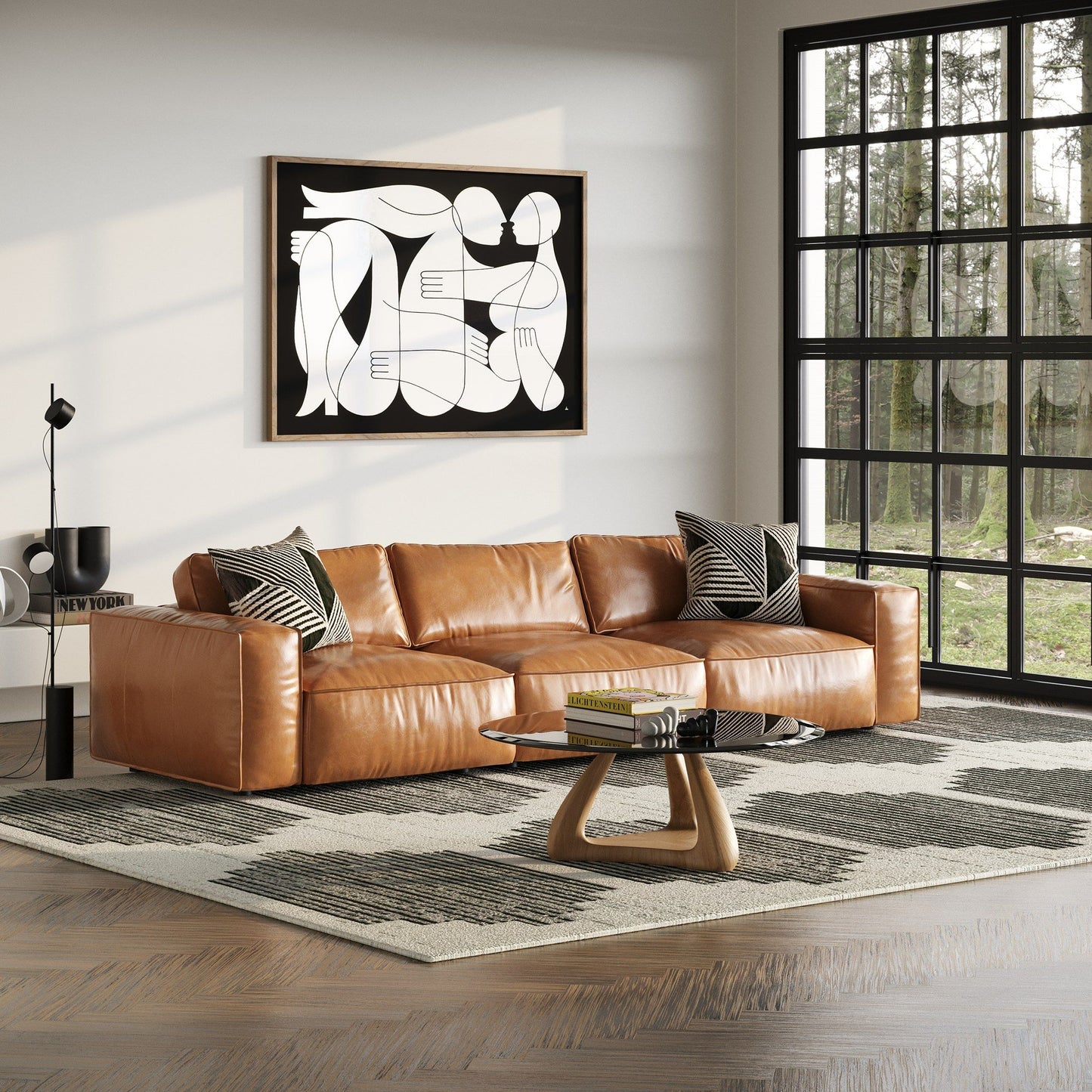 Divani Casa Cambria Modern Cognac Leather Sofa - Luxurious and Comfortable Seating for Contemporary Living Rooms