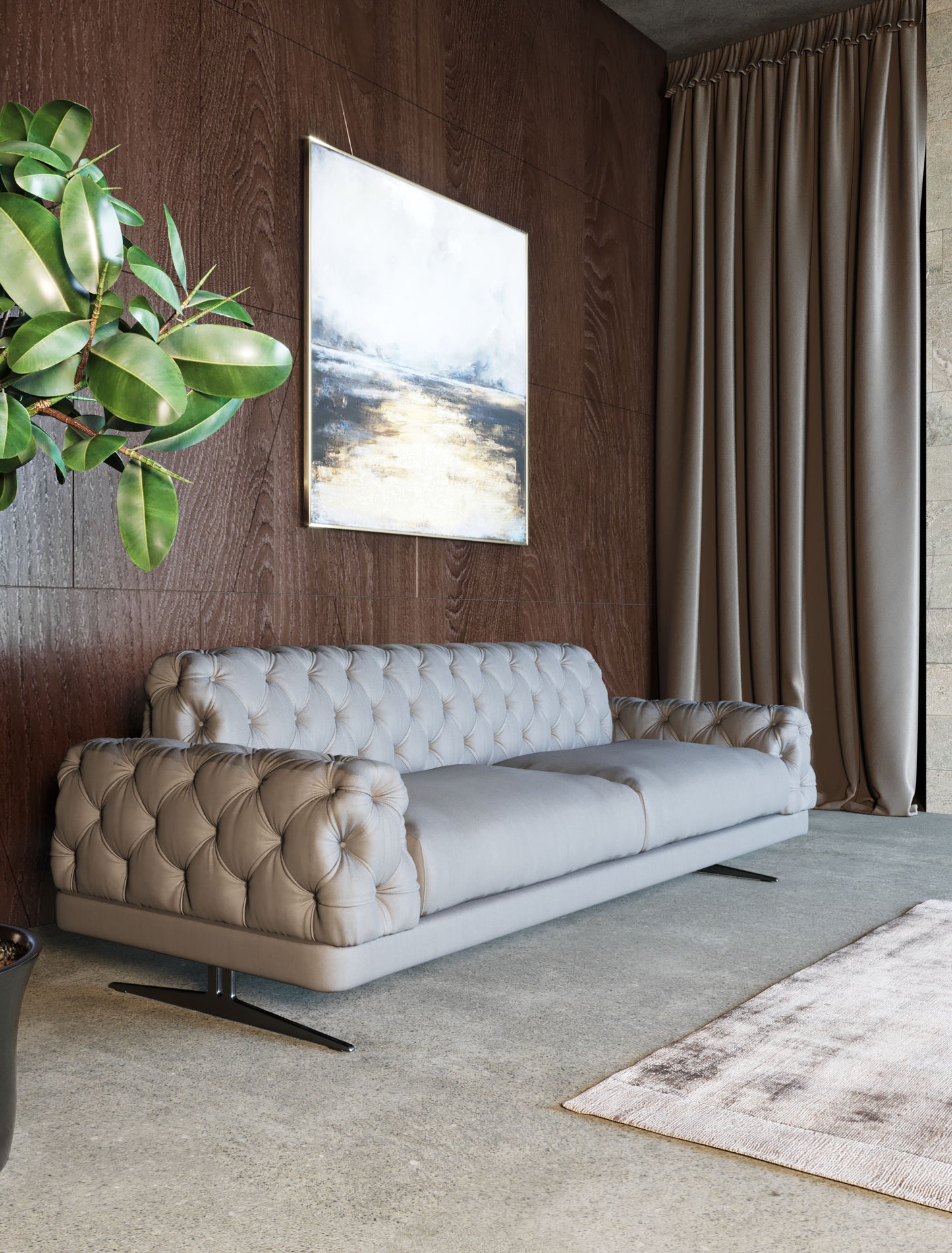 Divani Casa Sepulveda Modern Grey Fabric Sofa - Sleek and Comfortable Contemporary Seating