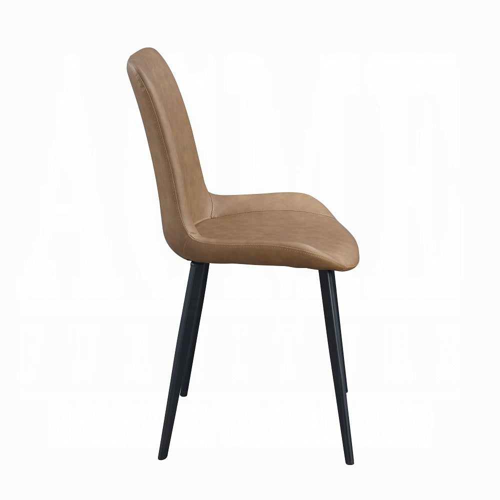 Abiram Brown Synthetic Leather Side Chair (Set-2)