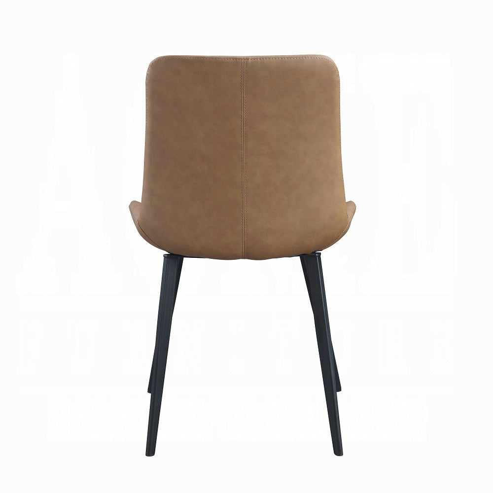 Abiram Brown Synthetic Leather Side Chair (Set-2)