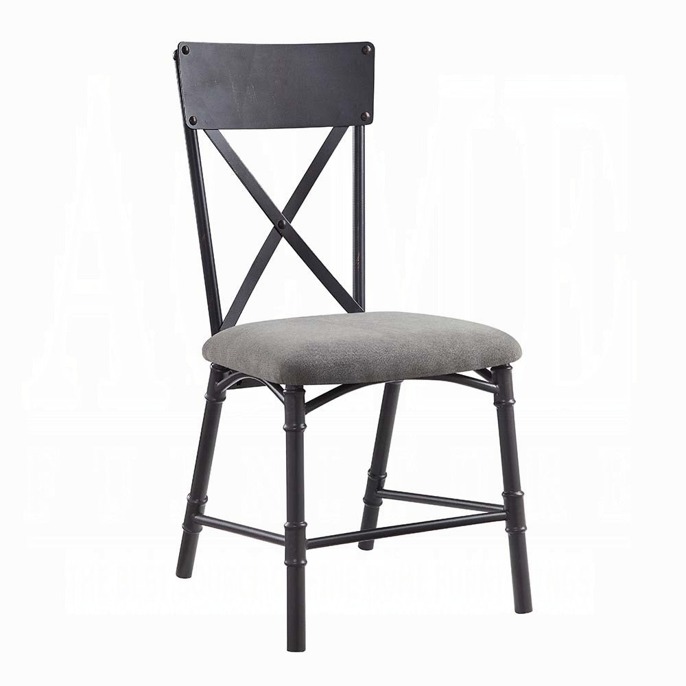 Edina Gray Fabric, Oak & Sandy Black Finish Side Chair (Set-2)