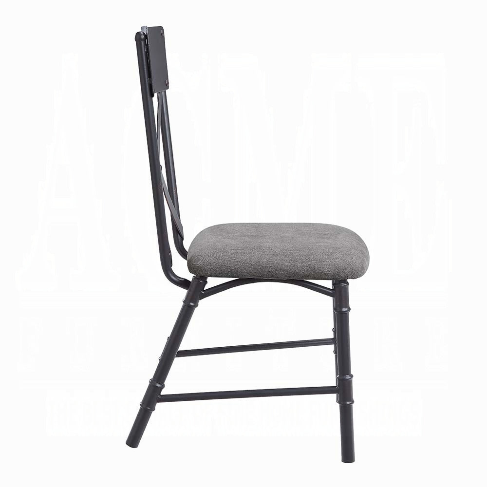 Edina Gray Fabric, Oak & Sandy Black Finish Side Chair (Set-2)