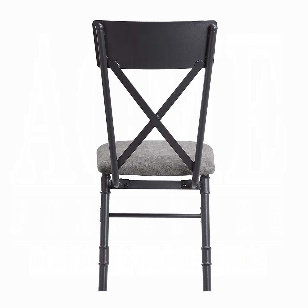Edina Gray Fabric, Oak & Sandy Black Finish Side Chair (Set-2)