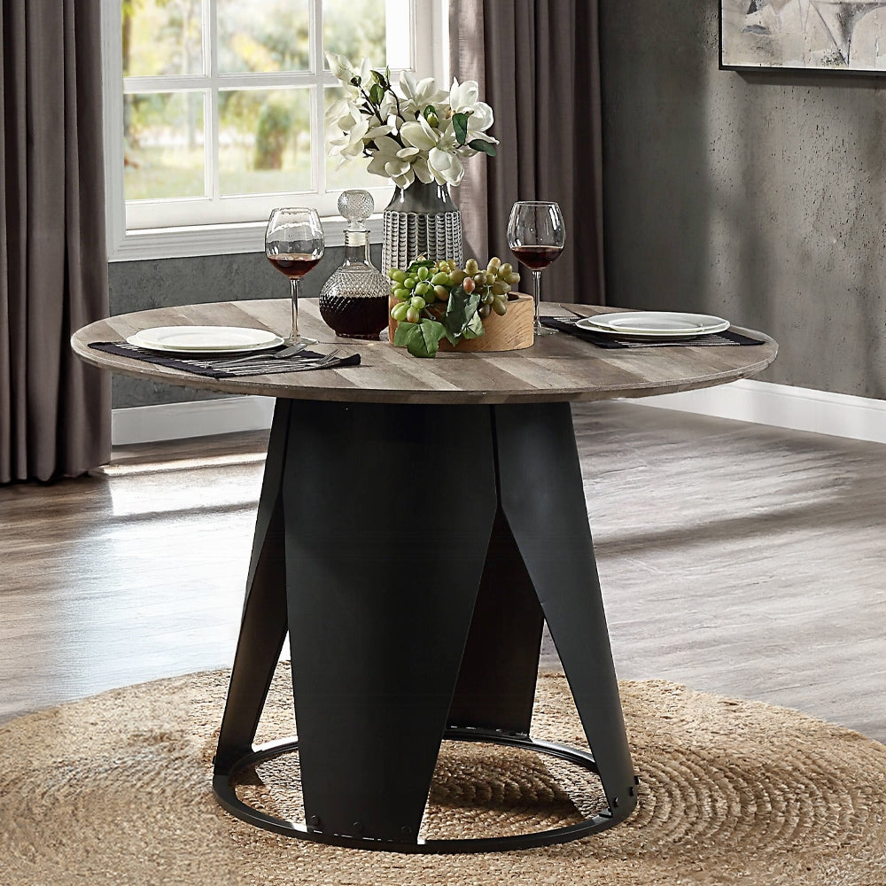 Zudora Contemporary Lifestyle Dining Table Antique Oak & Black Finish