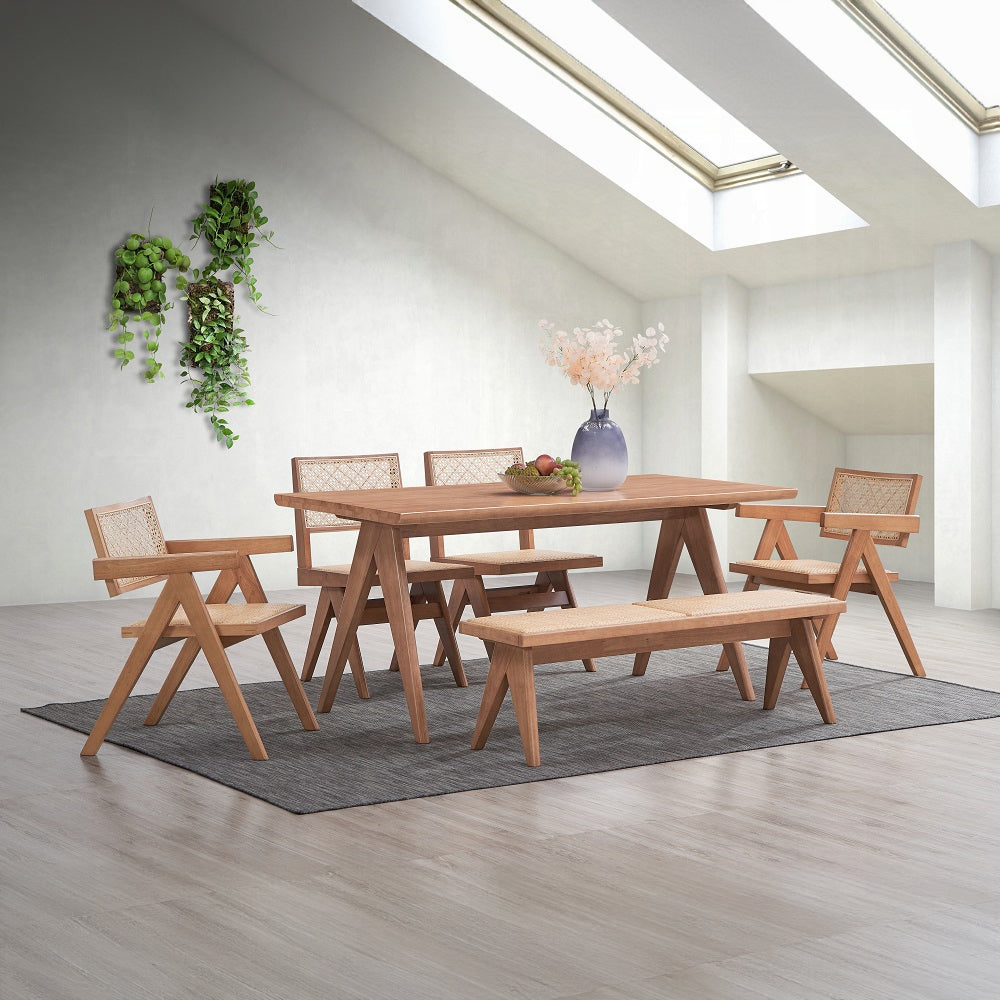 Velentina Rattan & Natural Finish Side Chair (Set-2)