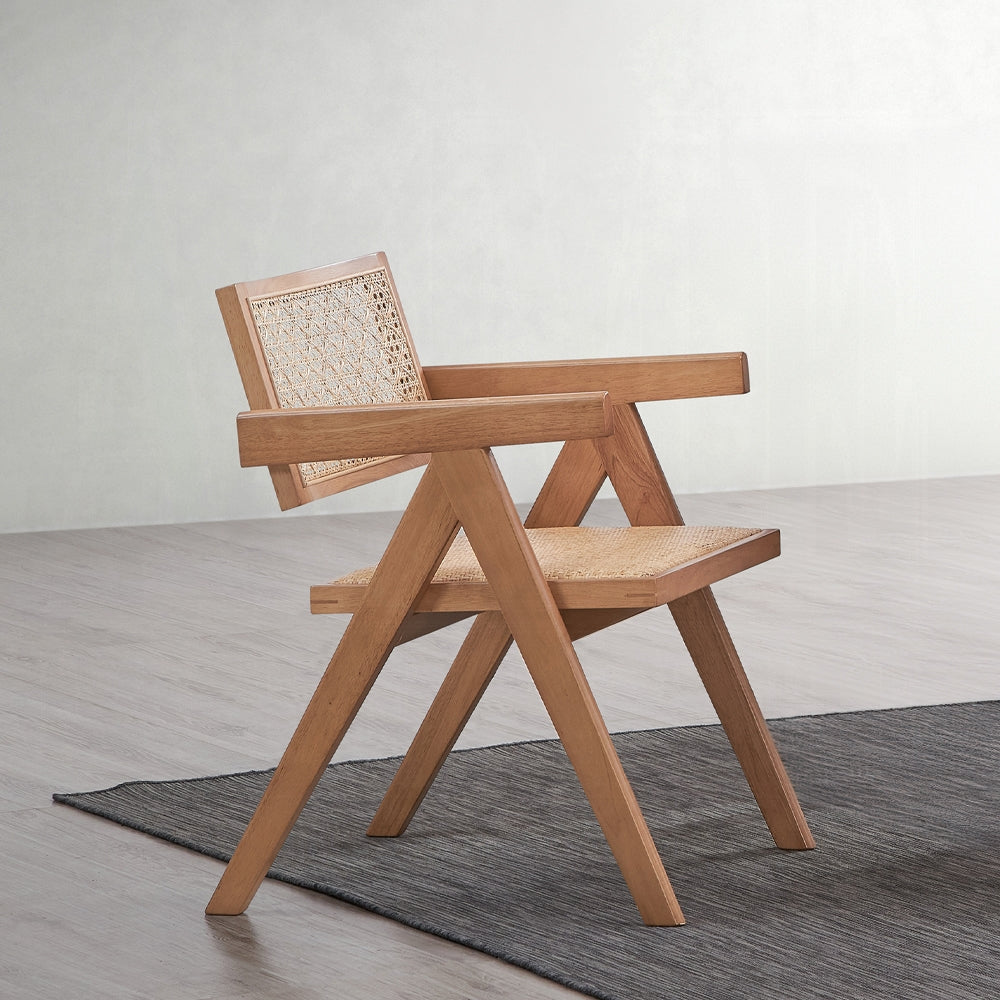 Velentina Rattan & Natural Finish Arm Chair (Set-2)