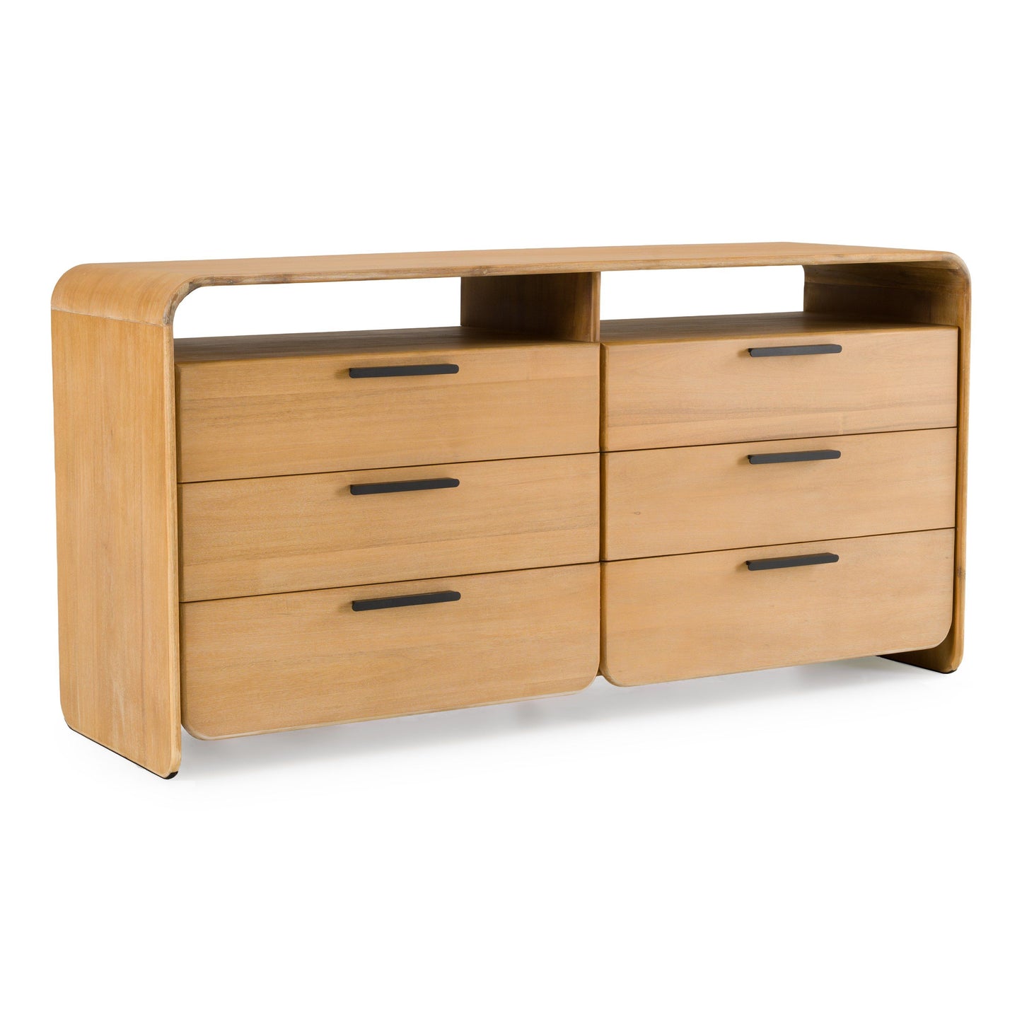 Modrest Dresden Modern Dresser – Natural Acacia Wood 6-Drawer Storage - Contemporary Bedroom Furniture