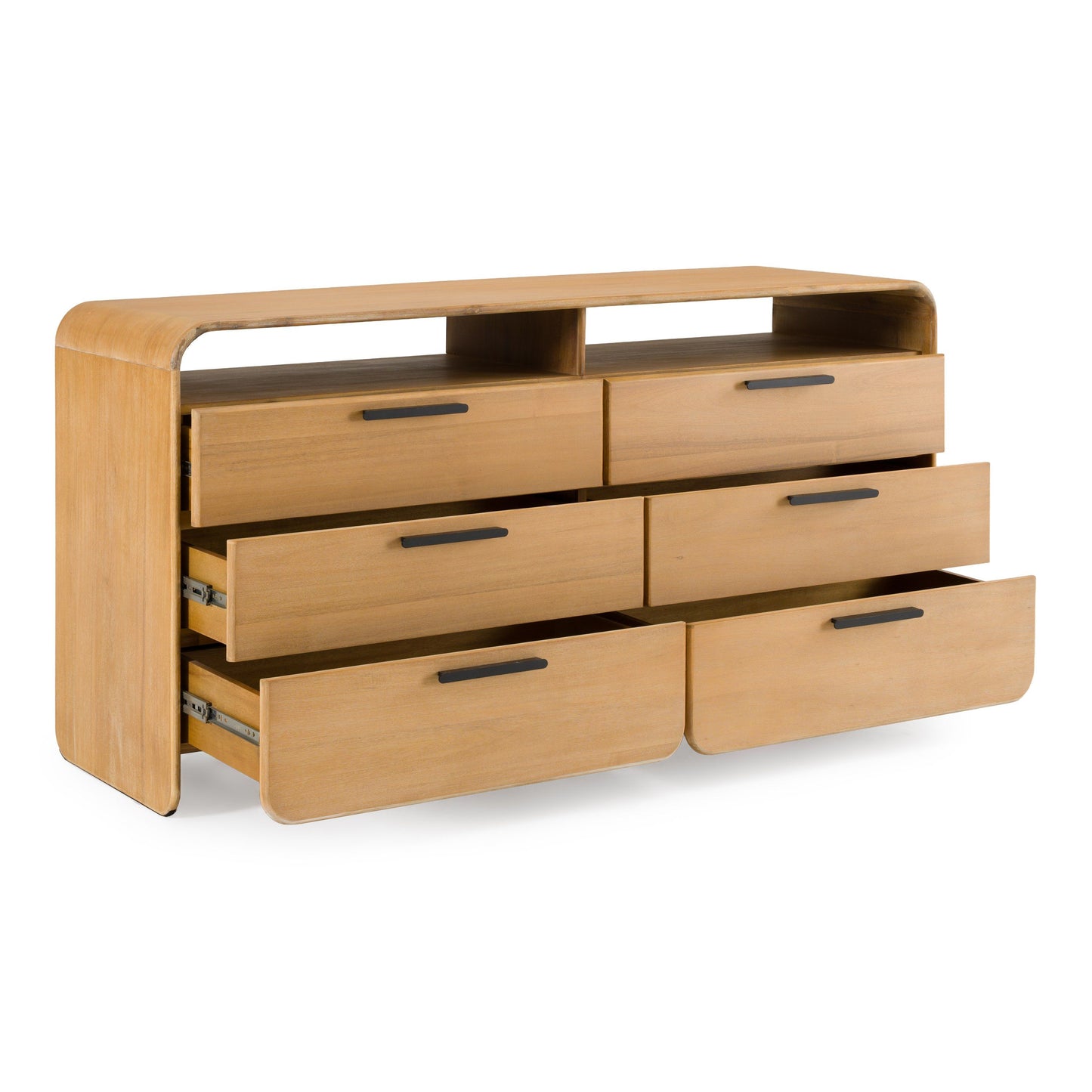 Modrest Dresden Modern Dresser – Natural Acacia Wood 6-Drawer Storage - Contemporary Bedroom Furniture