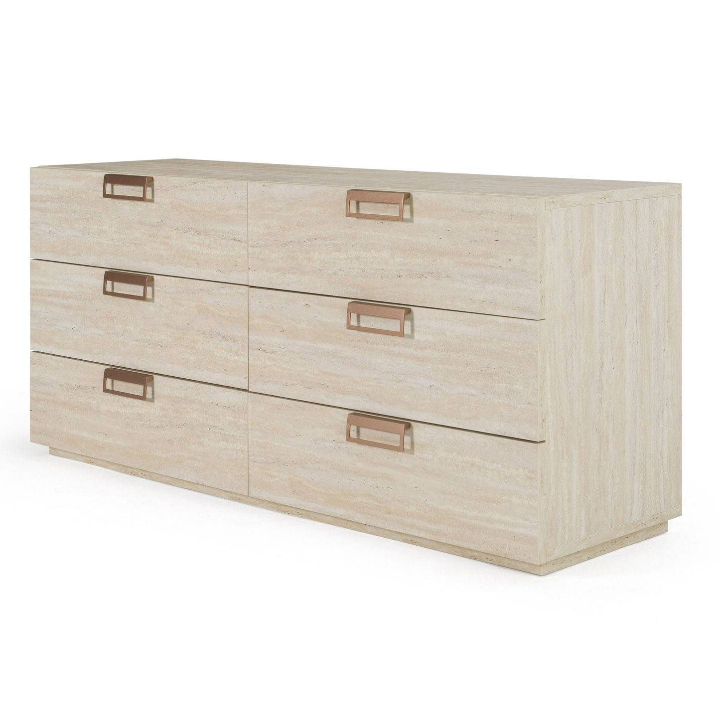 Lamod Italia Lago Modern Faux Travertine Dresser – Contemporary Bedroom Storage