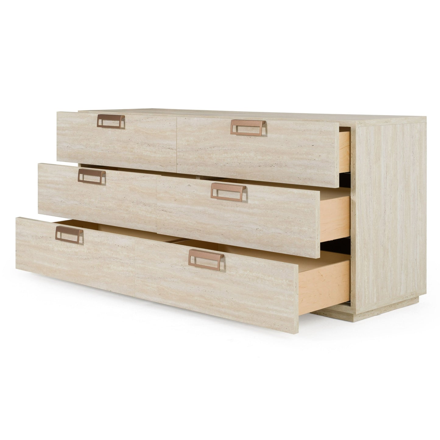Lamod Italia Lago Modern Faux Travertine Dresser – Contemporary Bedroom Storage