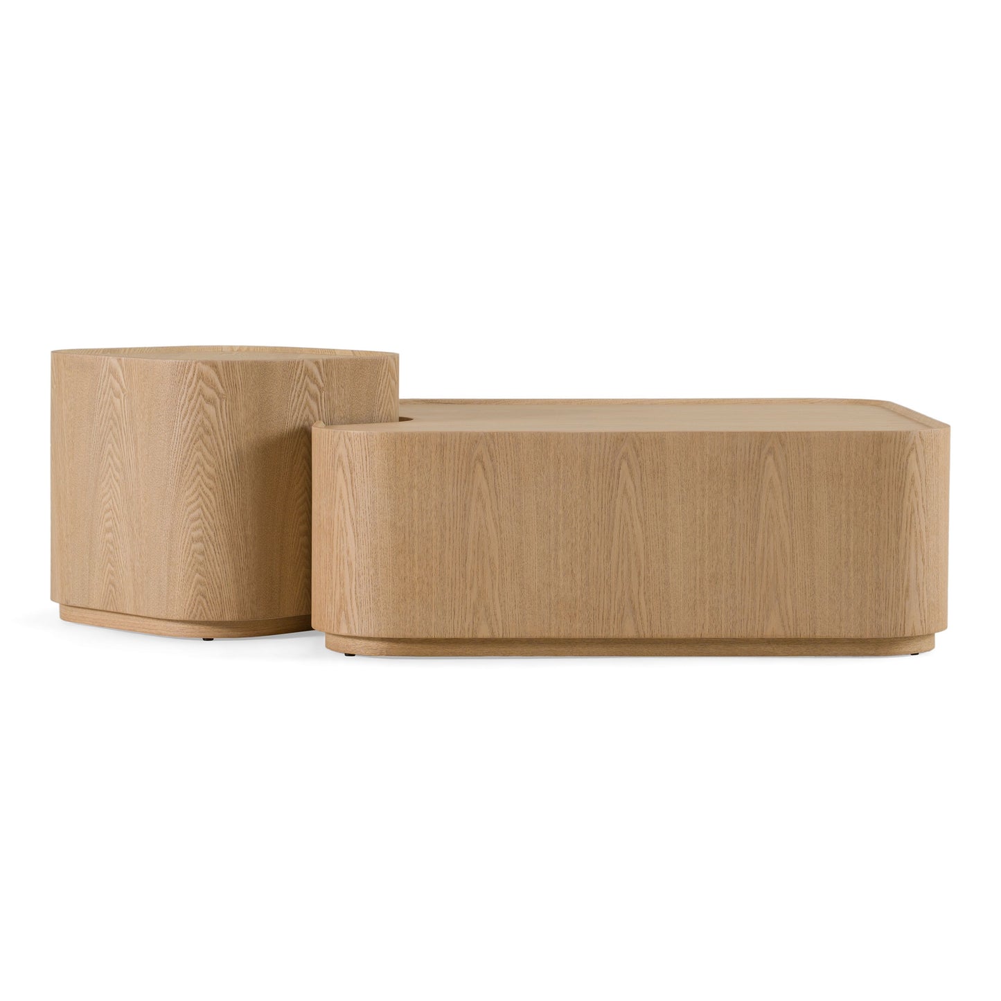 Modrest Quillen Modern Nesting Coffee Table Set – Natural Ash Wood - Space-Saving Contemporary Design