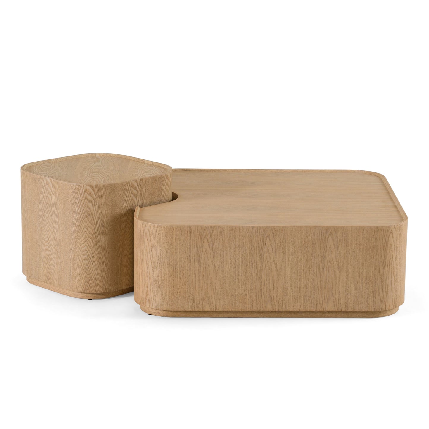 Modrest Quillen Modern Nesting Coffee Table Set – Natural Ash Wood - Space-Saving Contemporary Design