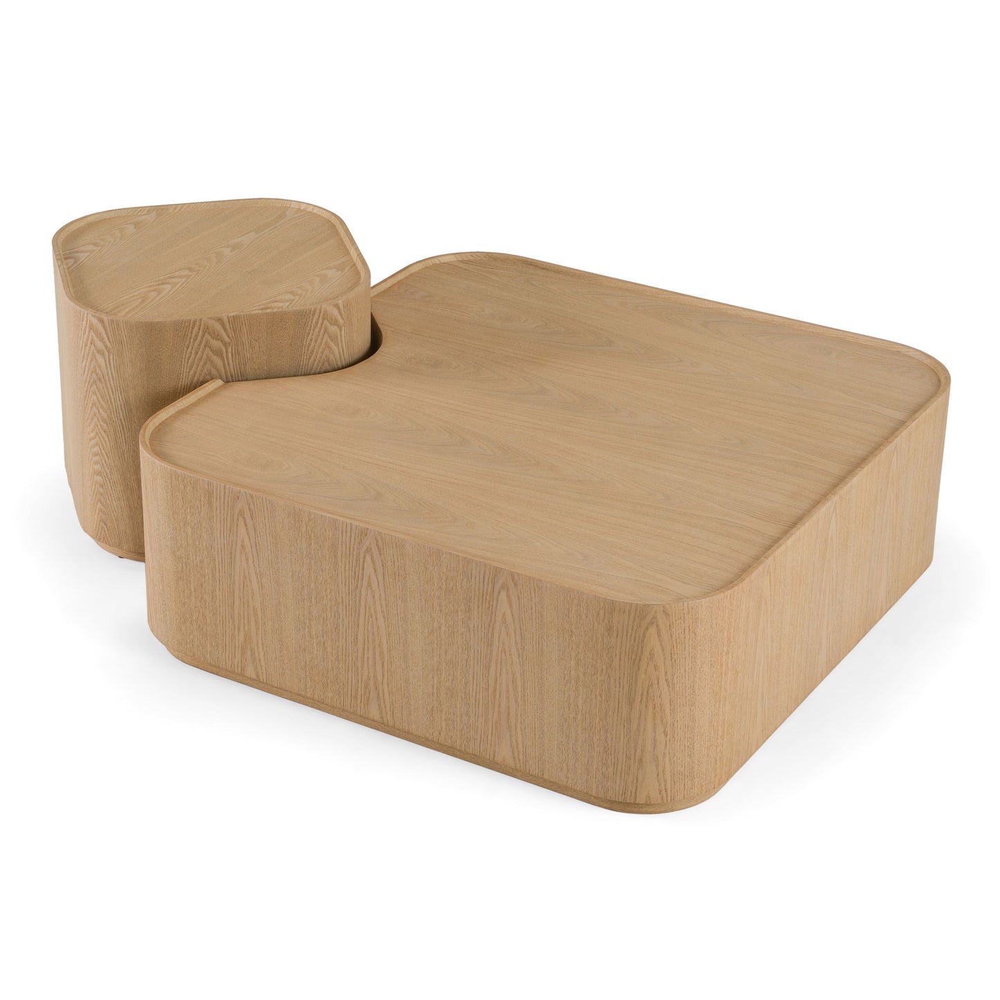 Modrest Quillen Modern Nesting Coffee Table Set – Natural Ash Wood - Space-Saving Contemporary Design