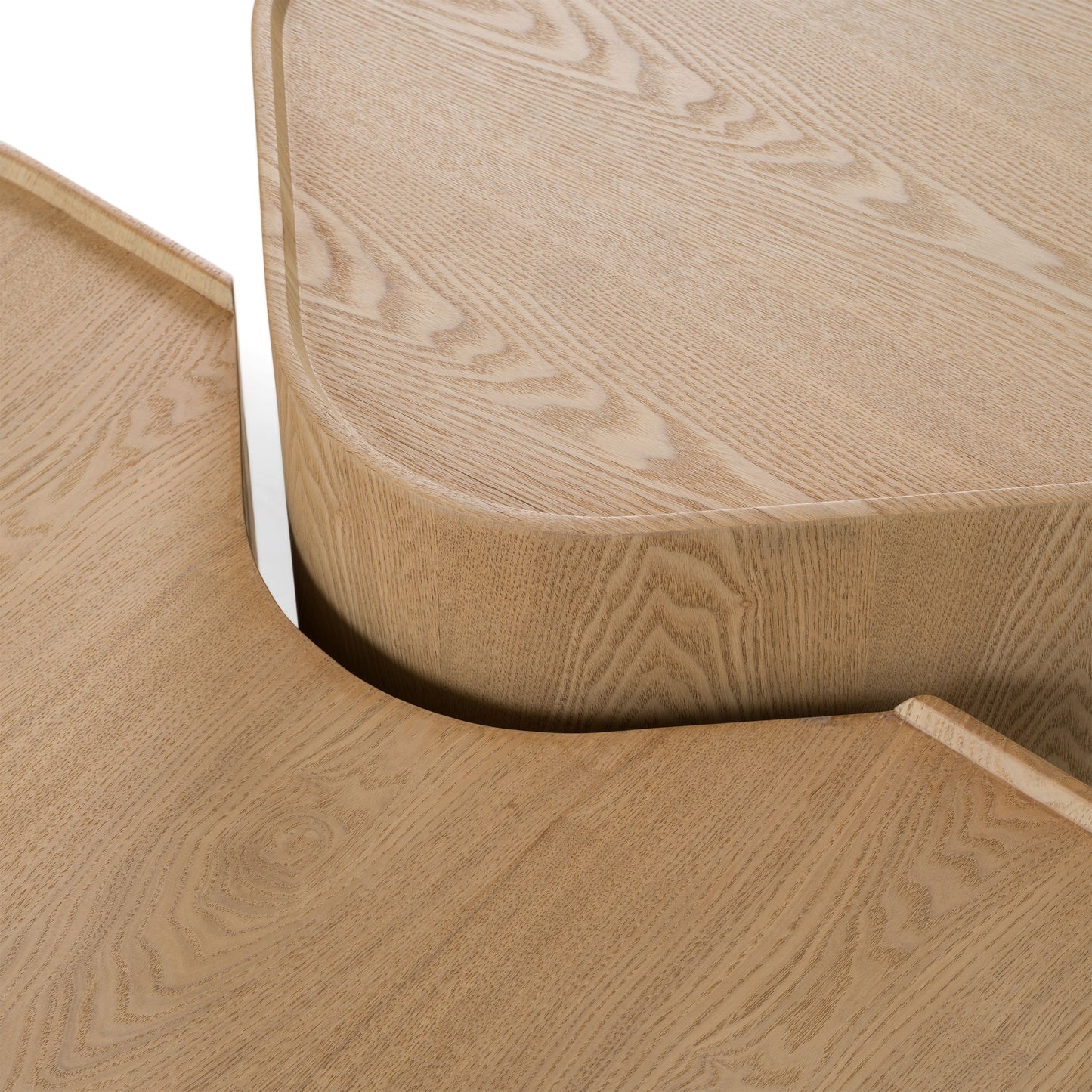 Modrest Quillen Modern Nesting Coffee Table Set – Natural Ash Wood - Space-Saving Contemporary Design