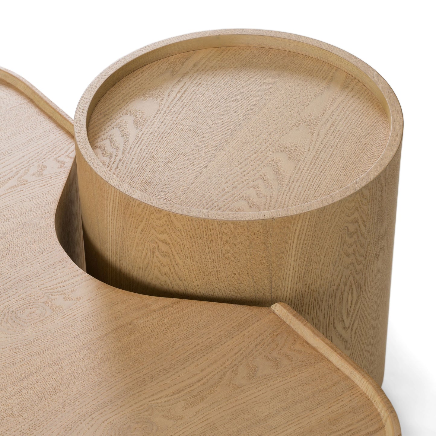 Modrest Quillen Modern Nesting Coffee Table Set – Natural Ash Wood - Space-Saving Contemporary Design