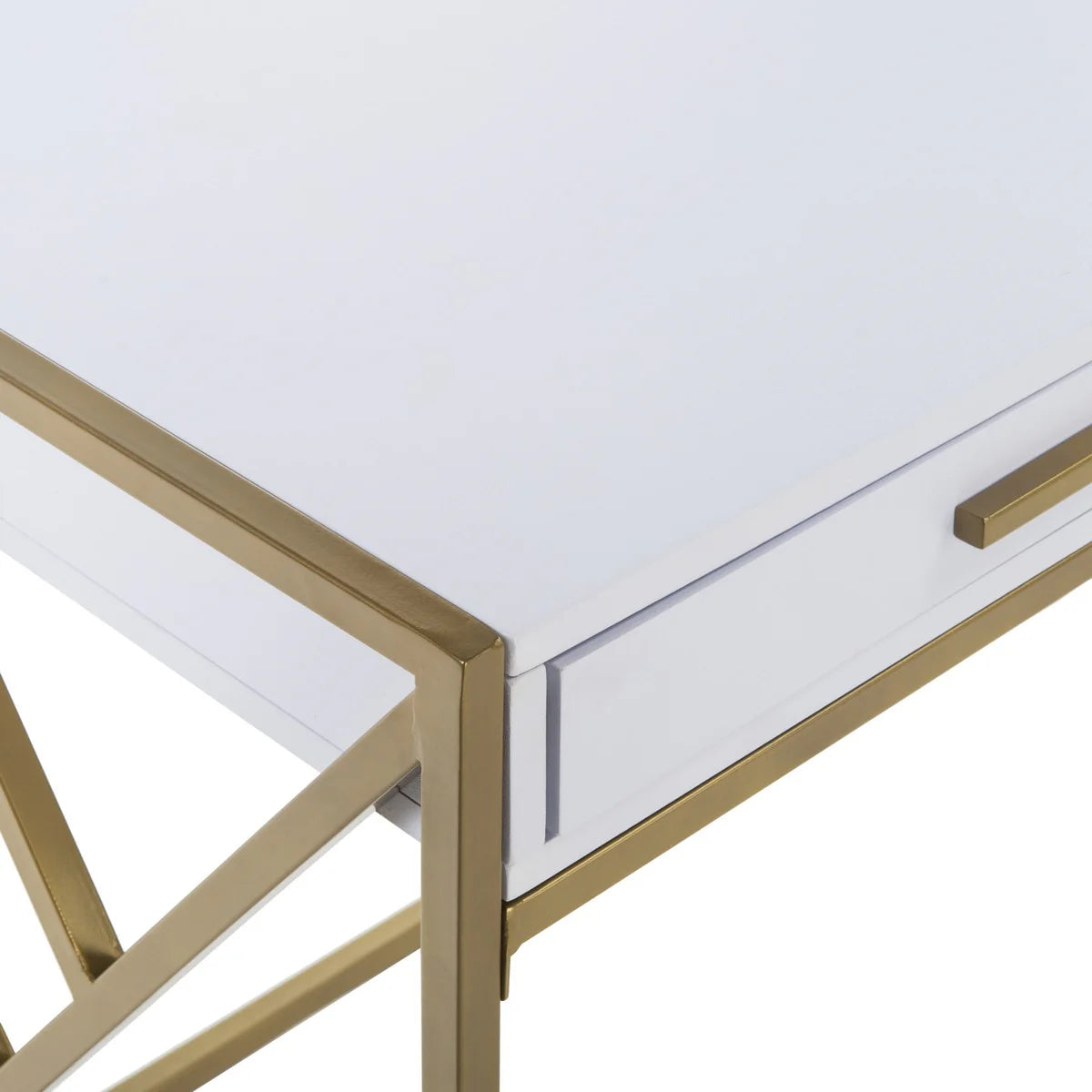 Elaine 2-Drawer Contemporary Desk in White and Gold - Chic and Functional Workspace for Modern Interiors