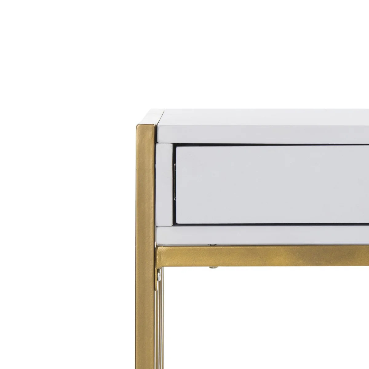 Elaine 2-Drawer Contemporary Desk in White and Gold - Chic and Functional Workspace for Modern Interiors