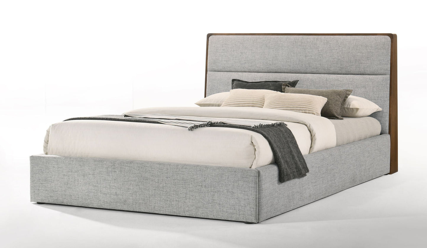 Modrest Dustin - Modern Grey Fabric & Walnut Trimmed Bedroom Set