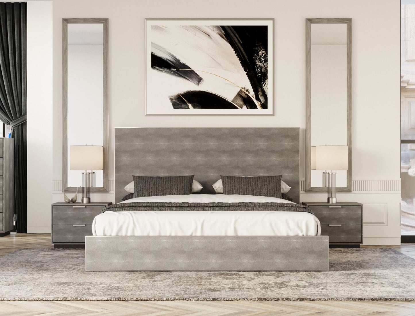 Modrest Dynasty - Eastern King Modern Shagreen Bedroom Set