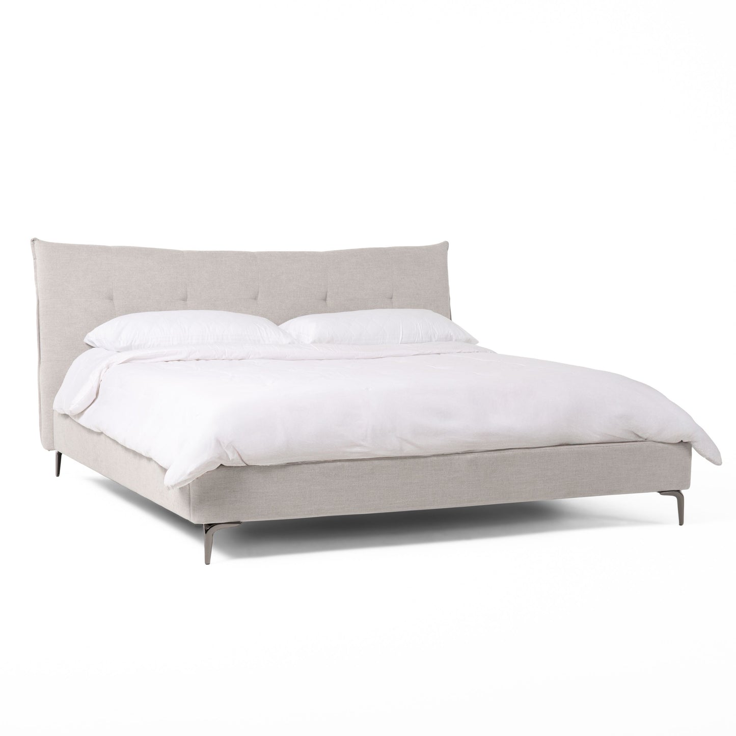 Dysart Bed β Modern Design Grey Fabric Upholstery