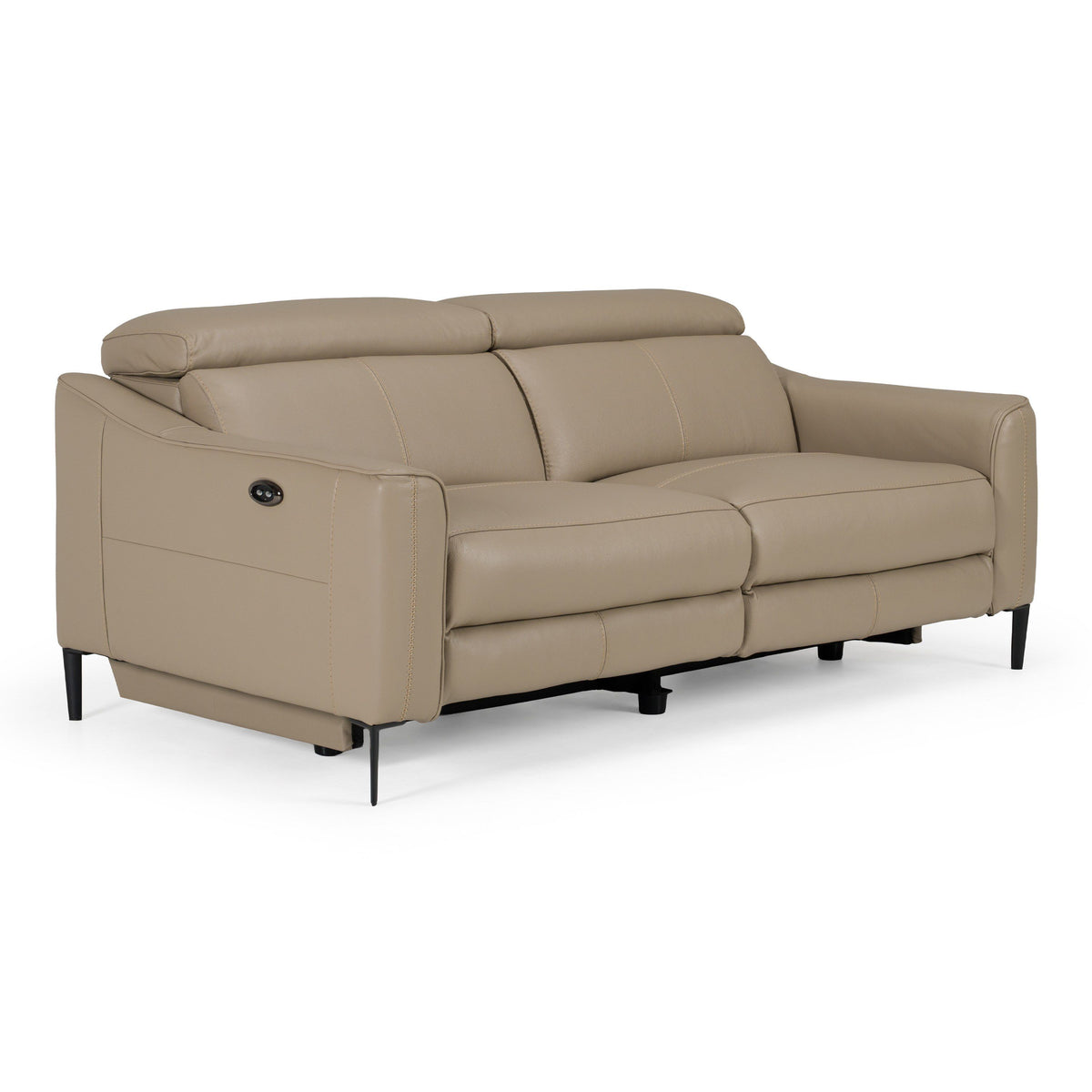 Eden Modern Taupe Leather Loveseat with 2 Recliners