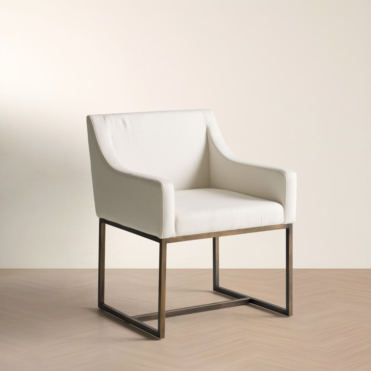 Elijah Off White and Copper Antique Brass Dining Chair