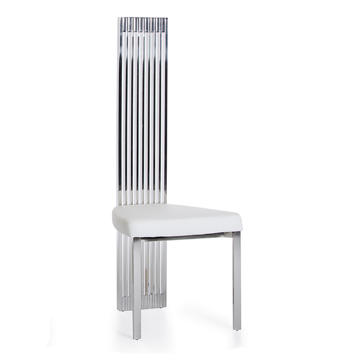 Elise White Leatherette Dining Chair with Stainless Steel Frame