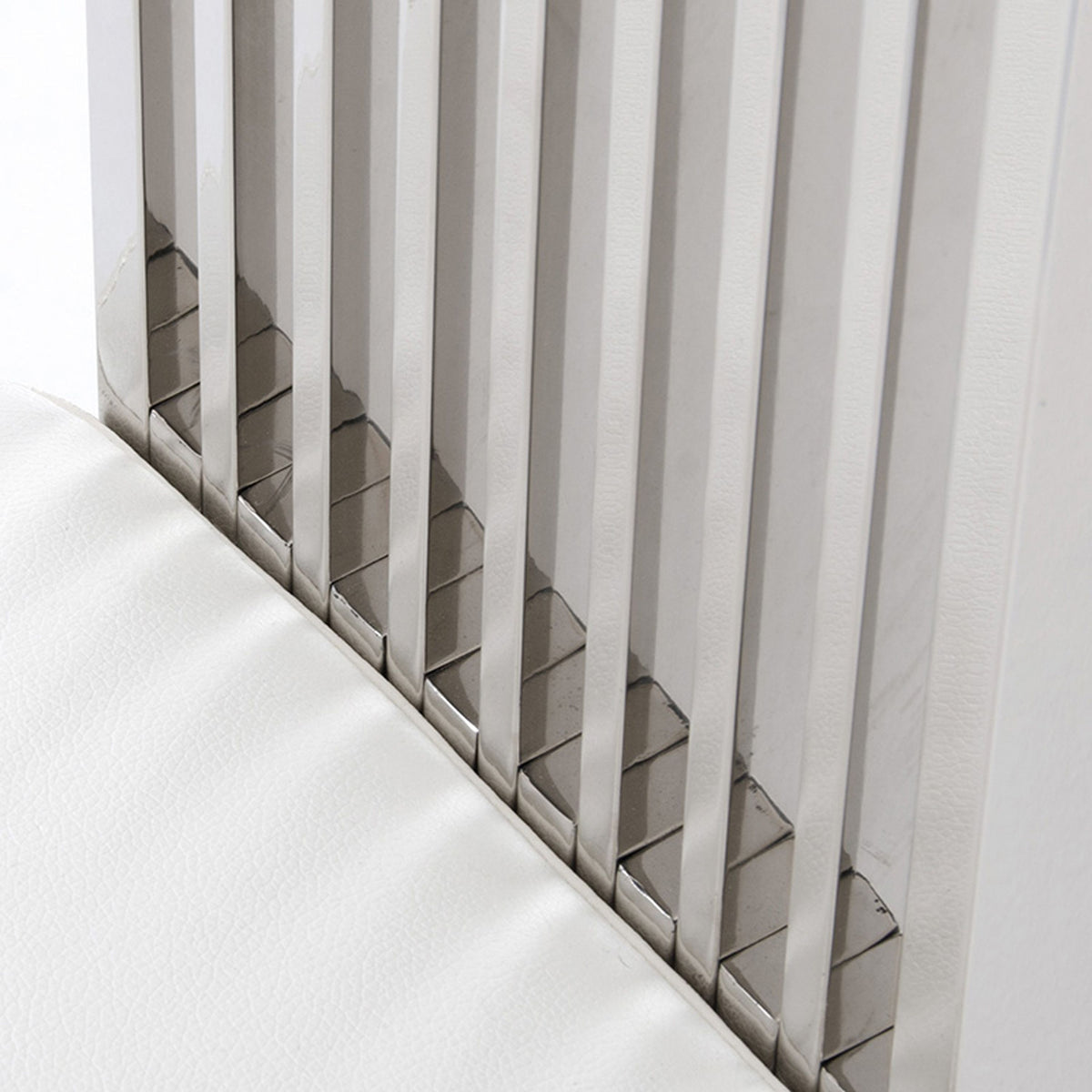 Elise White Leatherette Dining Chair with Stainless Steel Frame