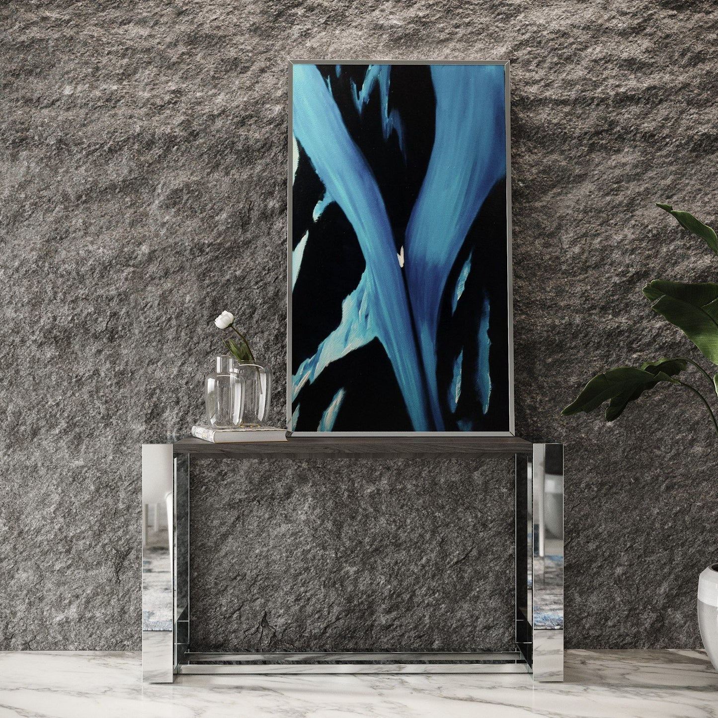 Modrest Fauna Modern White High Gloss & Stainless Steel Console Table