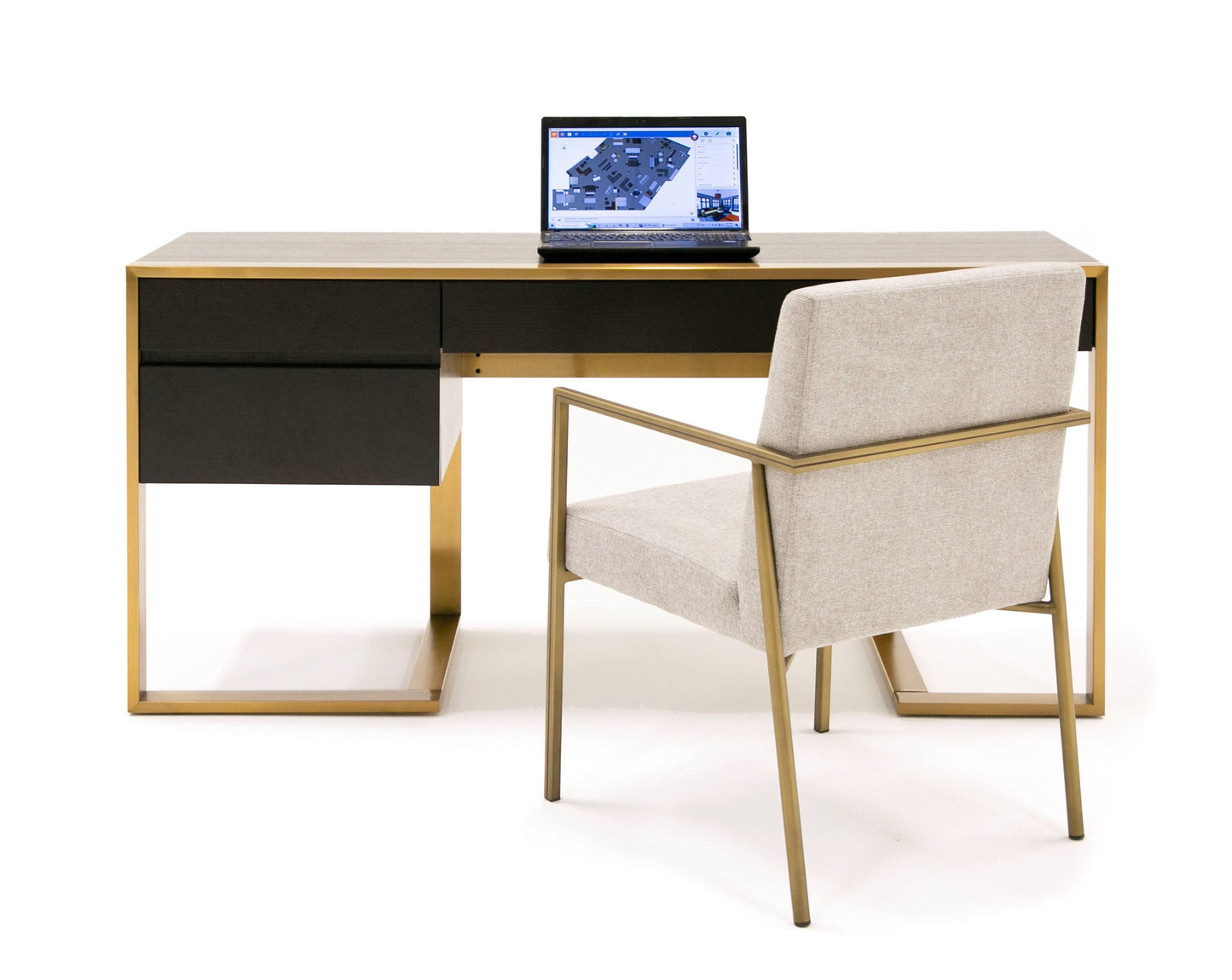 Modrest - Modern Fauna Wenge and Brass Desk