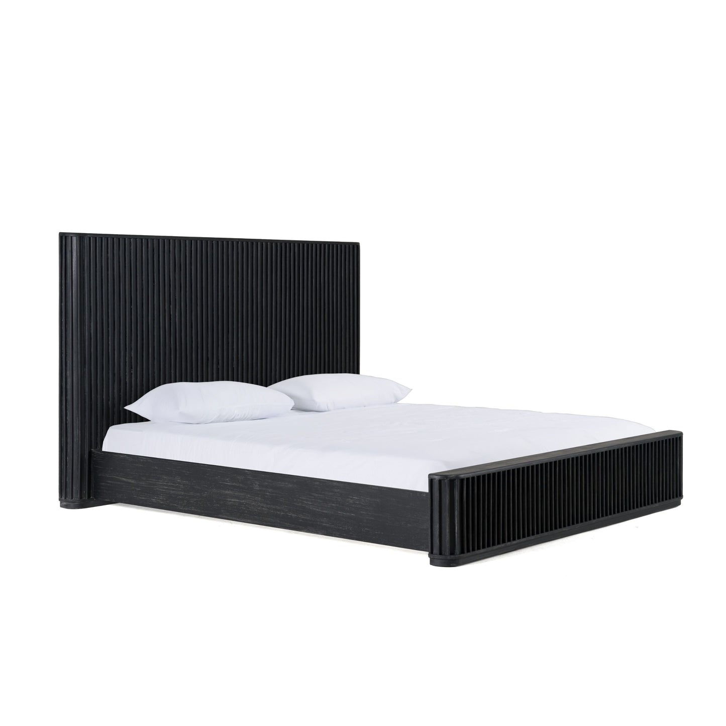 Modrest Fields Modern Black Acacia Bedroom Set – Contemporary Wood Furniture Collection