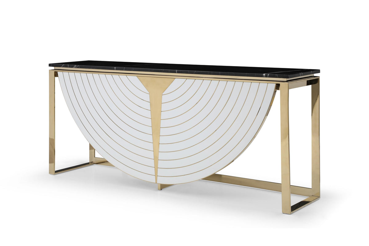 Flavio Gold and Marble Console Table