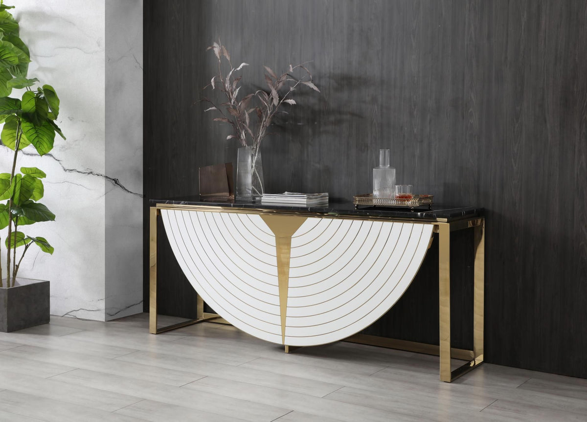 Flavio Gold and Marble Console Table