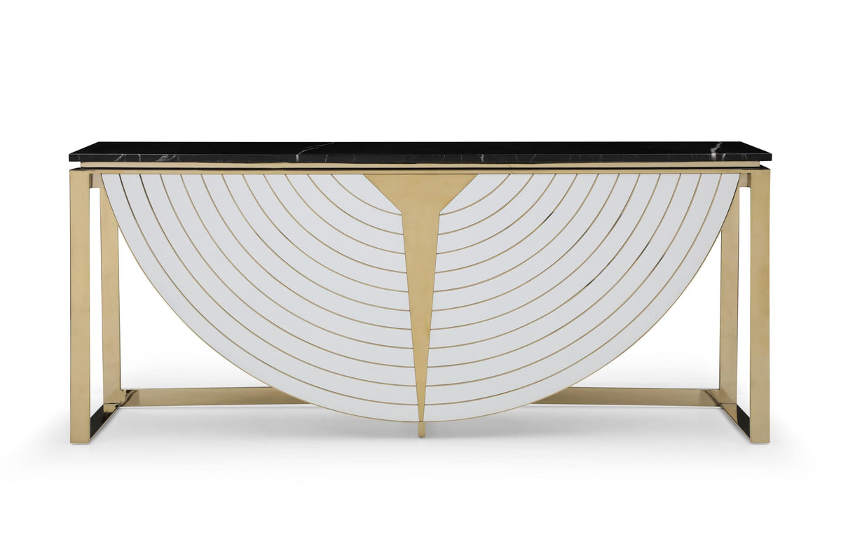Flavio Gold and Marble Console Table