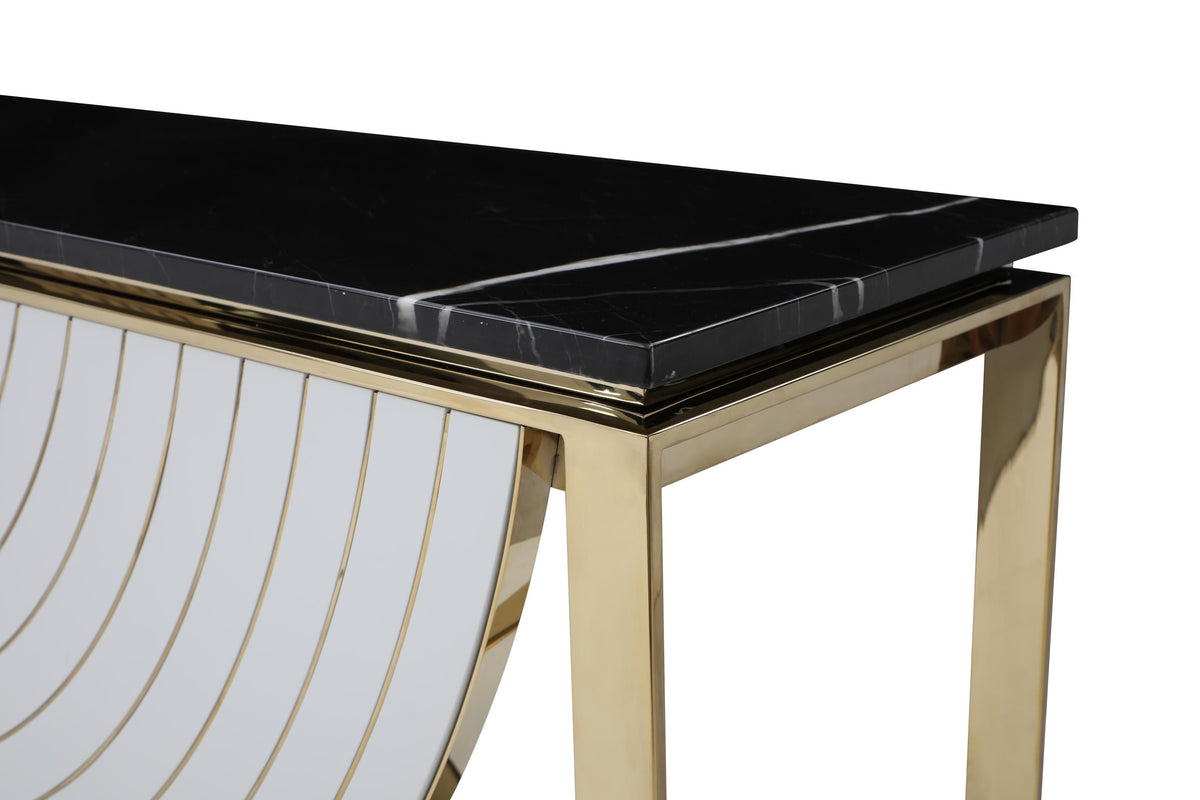 Flavio Gold and Marble Console Table