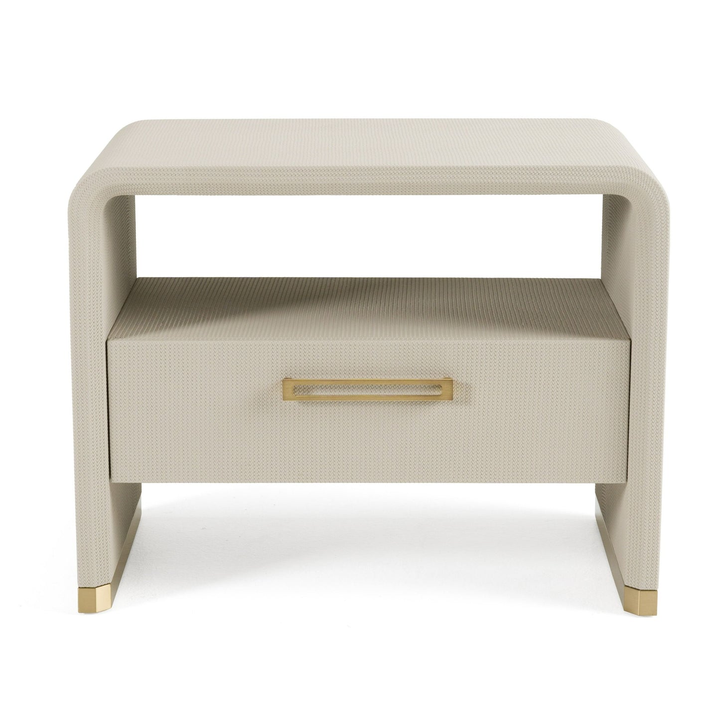 Modrest Florence Modern Beige Shagreen and Gold Nightstand - Elegant Nightstand for Luxury Bedroom Decor