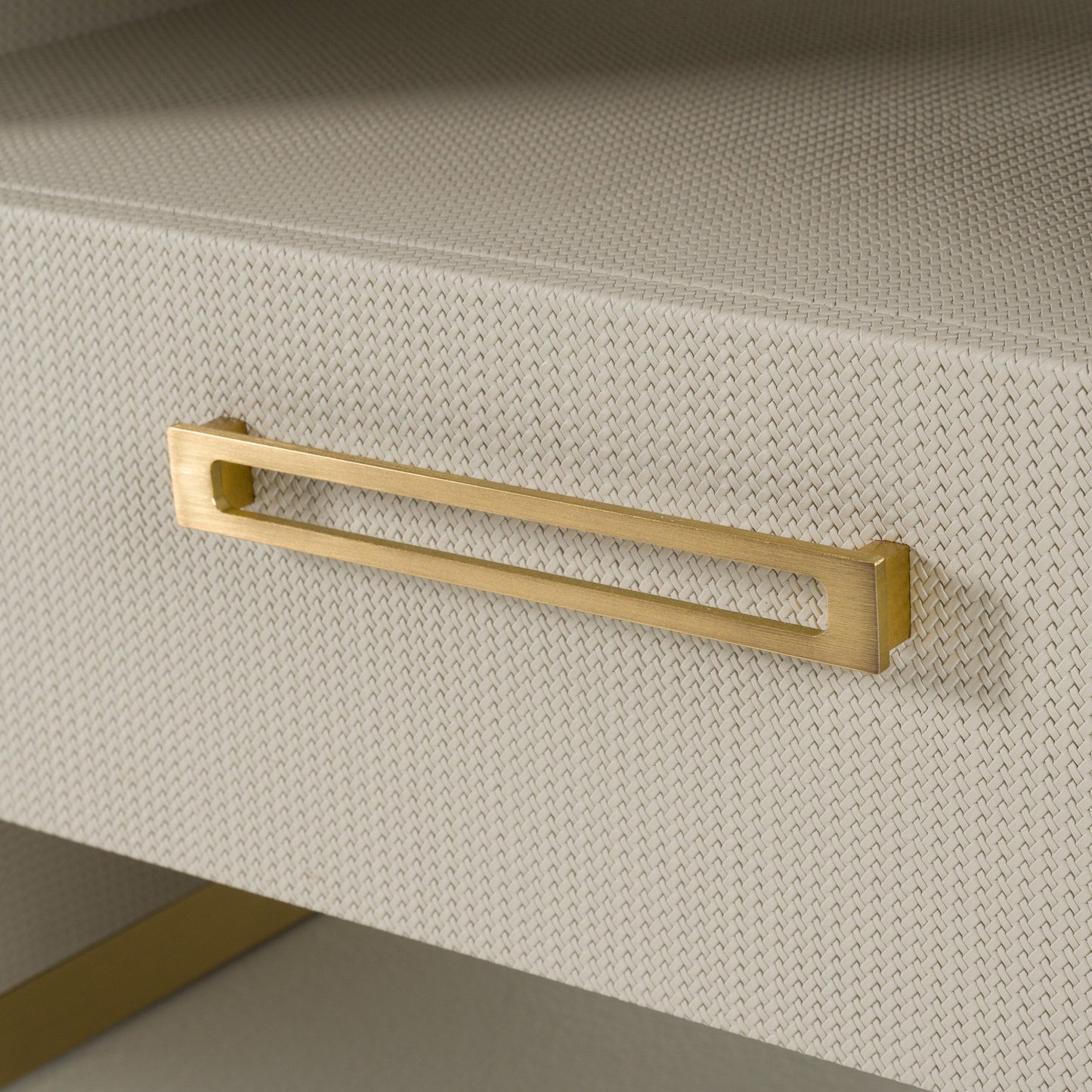 Modrest Florence Modern Beige Shagreen and Gold Nightstand - Elegant Nightstand for Luxury Bedroom Decor