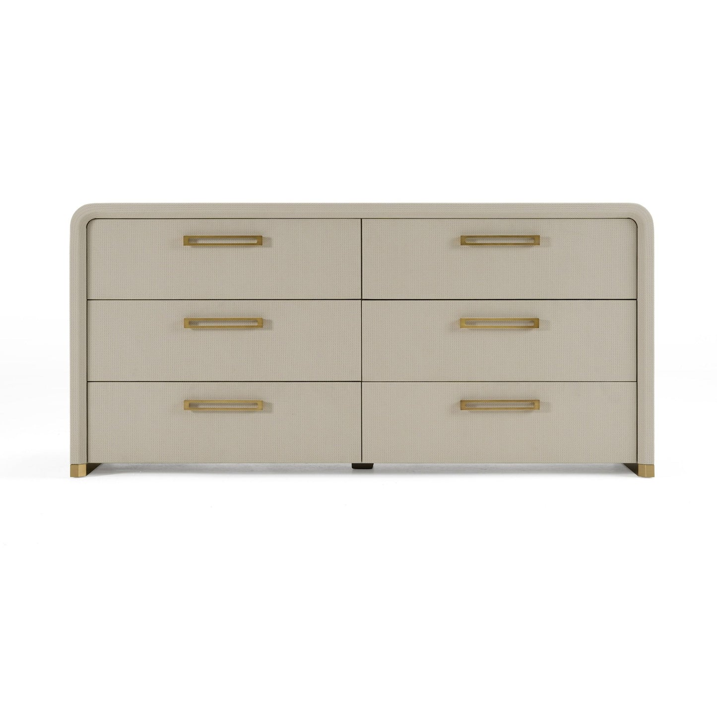 Modrest Florence Modern Beige Shagreen and Gold Dresser - Luxurious Storage Dresser for Contemporary Bedrooms