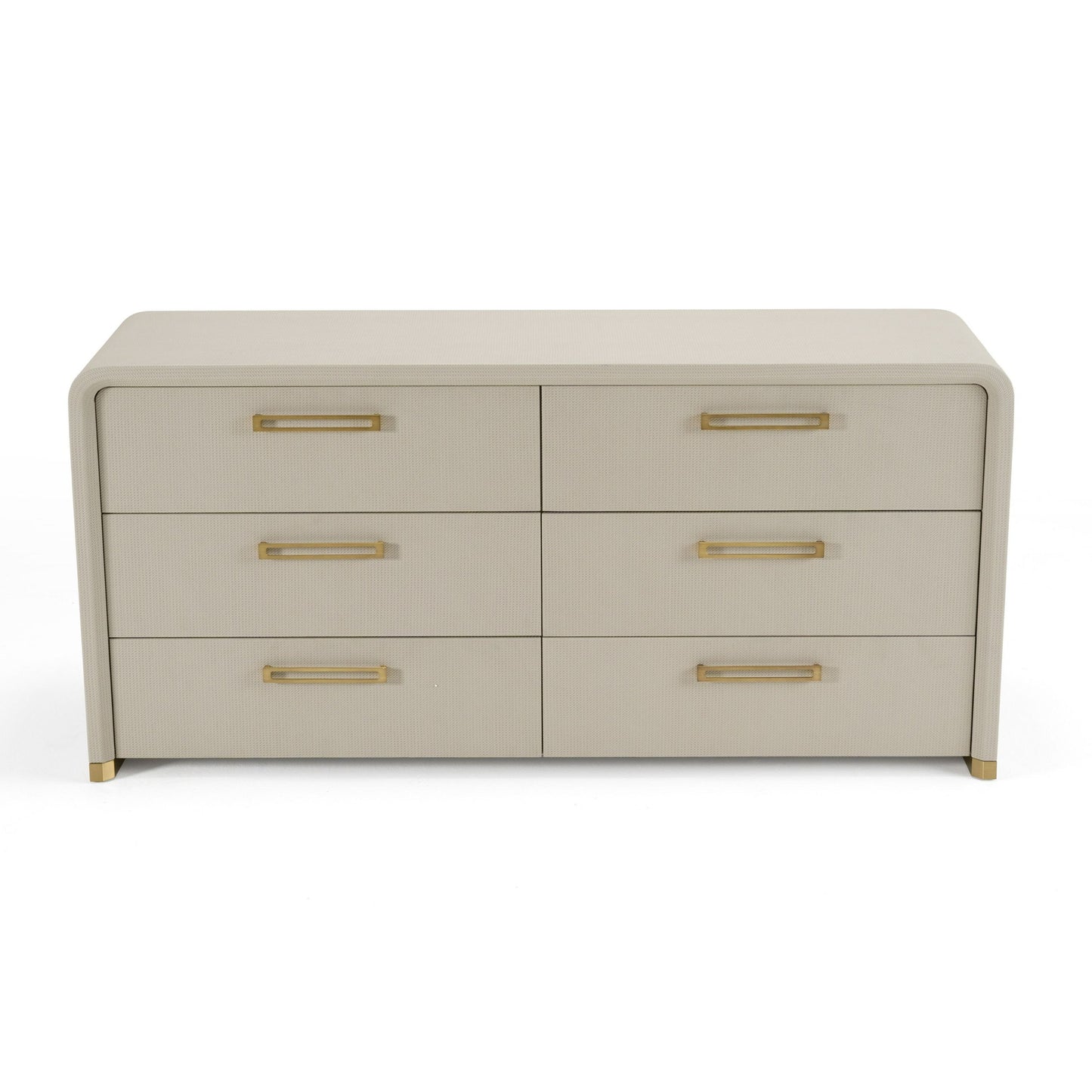 Modrest Florence Modern Beige Shagreen and Gold Dresser - Luxurious Storage Dresser for Contemporary Bedrooms