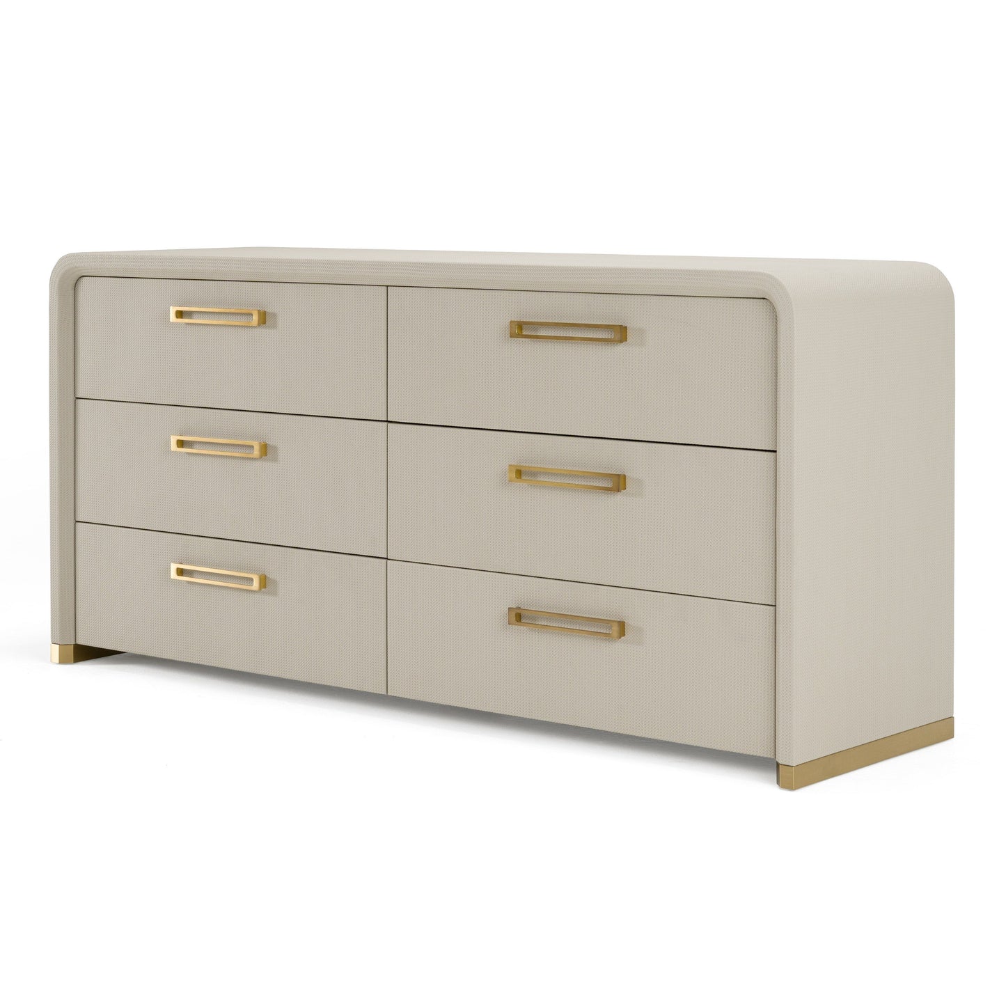 Modrest Florence Modern Beige Shagreen and Gold Dresser - Luxurious Storage Dresser for Contemporary Bedrooms