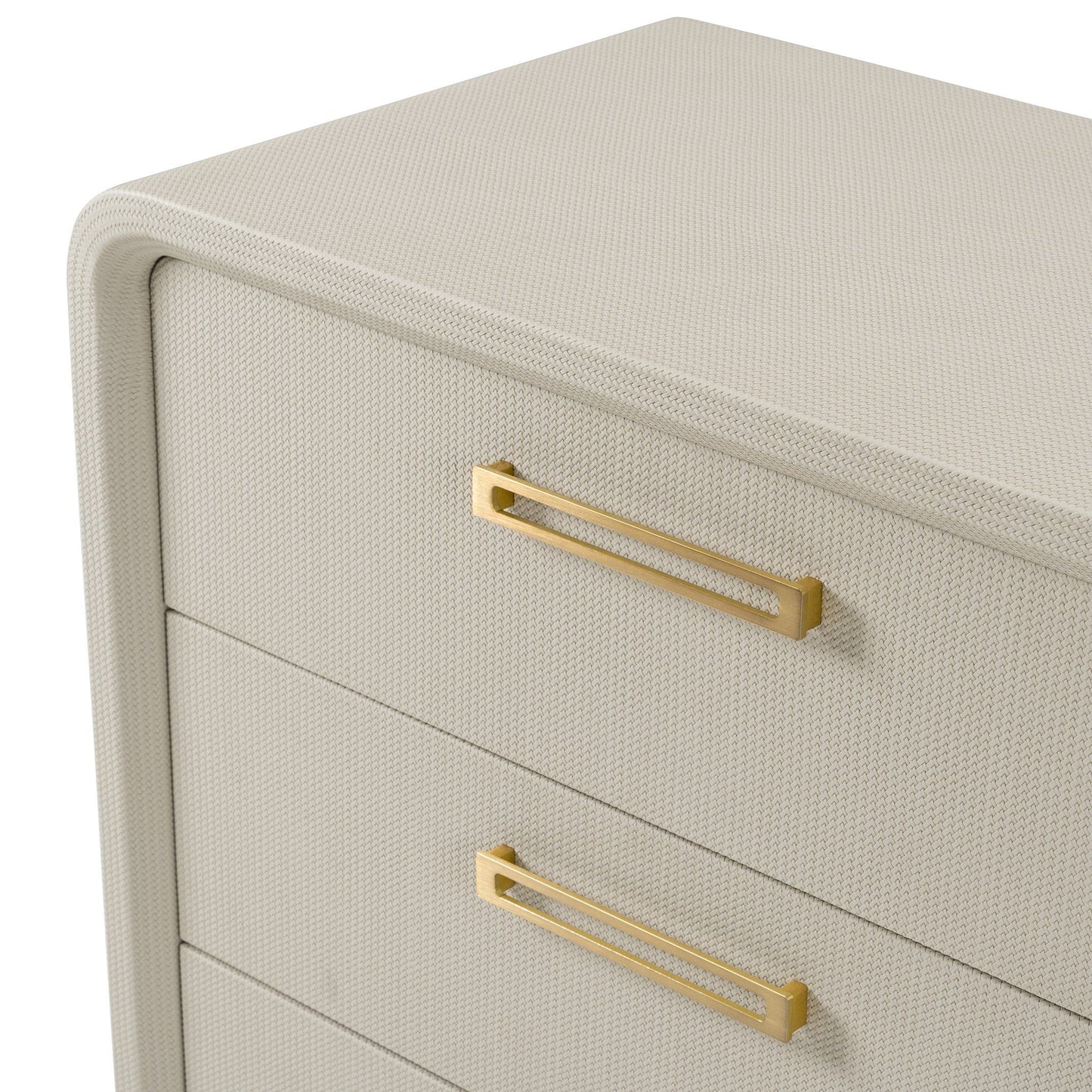 Modrest Florence Modern Beige Shagreen and Gold Dresser - Luxurious Storage Dresser for Contemporary Bedrooms