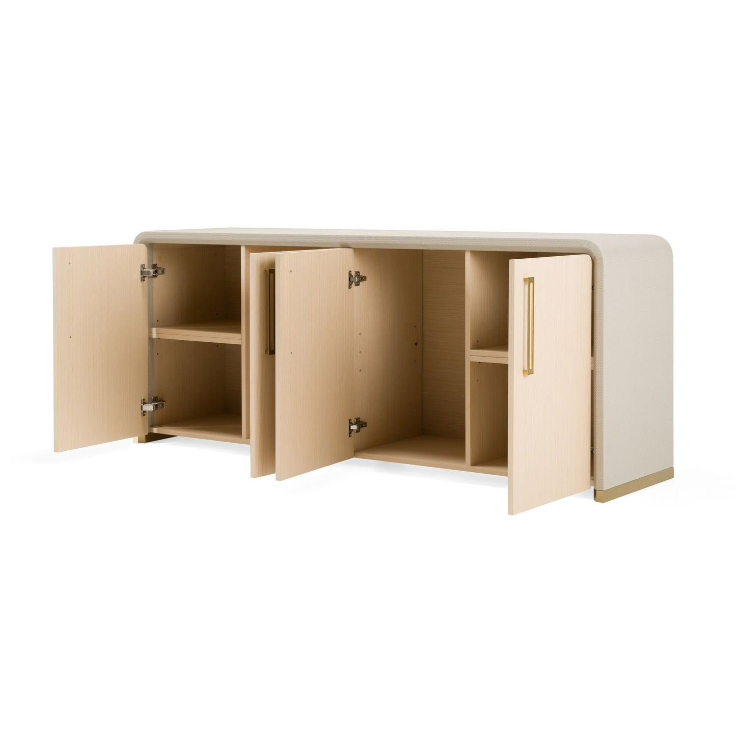 Modrest Florence Modern Beige Shagreen & Gold Buffet - Elegant Storage Cabinet