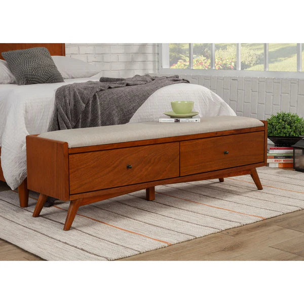 Flynn Acorn Bench – Stylish Mid-Century Modern Seating with a Rich Warm Acorn Finish
