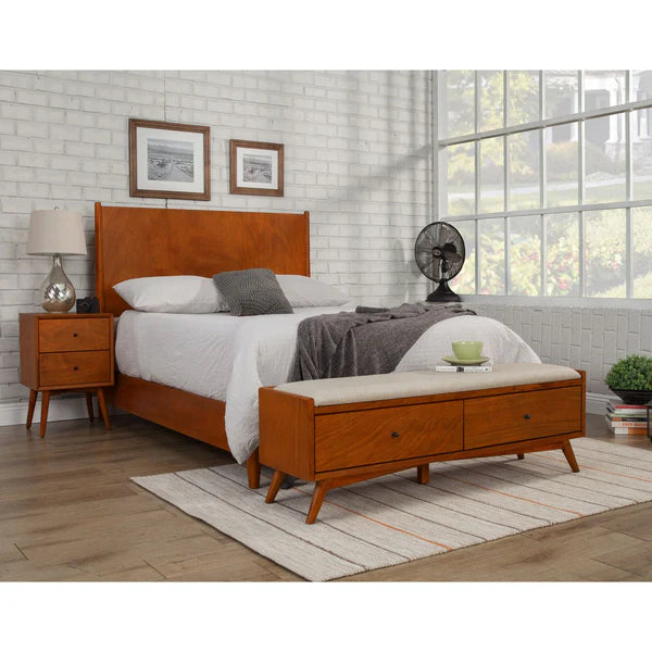 Flynn Acorn Bench – Stylish Mid-Century Modern Seating with a Rich Warm Acorn Finish