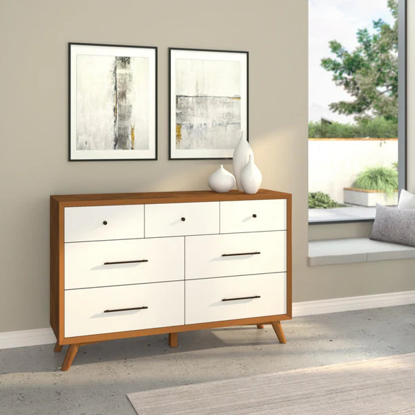 Flynn Acorn/White Dresser β Modern Dual-Tone Design with Spacious Storage for a Stylish Bedroom