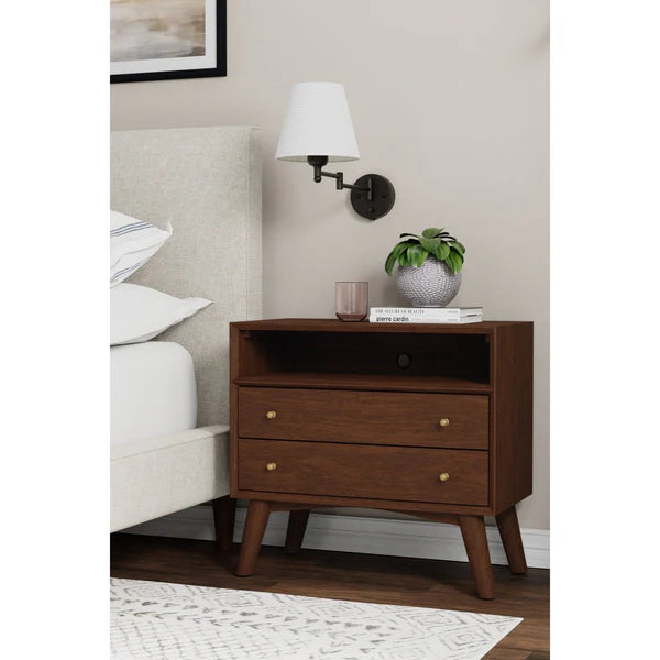 Flynn Walnut Large Nightstand β Spacious Design with Ample Storage and a Rich Walnut Finish