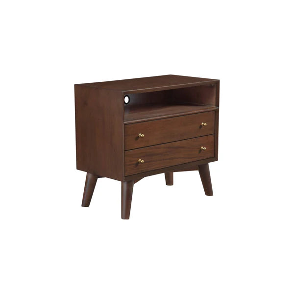 Flynn Walnut Large Nightstand β Spacious Design with Ample Storage and a Rich Walnut Finish