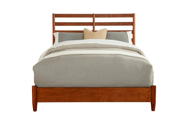 Flynn Acorn Retro Bed β Classic Mid-Century Modern Design with a Cozy Warm Acorn Finish
